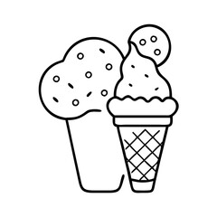 cookies cream ice cream icon, cookies cream ice cream line art - simple line art of cookies cream ice cream, perfect for cookies cream ice cream logos and icons