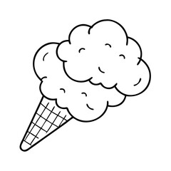 cotton candy ice cream icon, cotton candy ice cream line art - simple line art of cotton candy ice cream, perfect for cotton candy ice cream logos and icons
