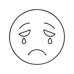 Fototapeta premium crying face icon, crying face line art - simple line art of crying face, perfect for crying face logos and icons