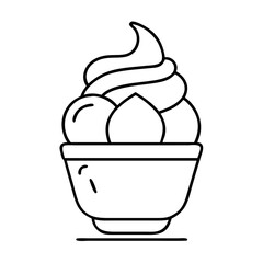 cup of gelato icon, cup of gelato line art - simple line art of cup of gelato, perfect for cup of gelato logos and icons