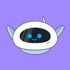 Adorable AI robot character with a winking expression on a solid blue background. friendly artificial intelligence, virtual assistant services, and modern technology with a personal touch.