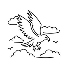 eagle soaring icon, eagle soaring line art - simple line art of eagle soaring, perfect for eagle soaring logos and icons