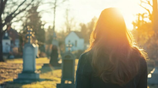 woman in cemetery, loss, grief