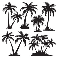Palm tree, Palm Tree Silhouette Design Vector, 