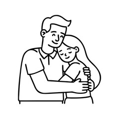 father daughter hug icon, father daughter hug line art - simple line art of father daughter hug, perfect for father daughter hug logos and icons