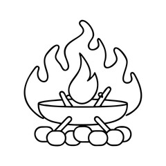 fire pit icon, fire pit line art - simple line art of fire pit, perfect for fire pit logos and icons