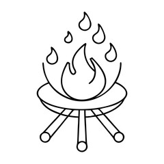 fire pit icon, fire pit line art - simple line art of fire pit, perfect for fire pit logos and icons