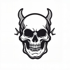 Fototapeta premium Skull with Horns in Bold Style Representing Edginess 
