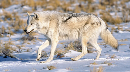 Majestic Dire Wolf Roaming a Frosty Snow-Covered Wilderness