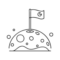 flag planted on the moon icon, flag planted on the moon line art - simple line art of flag planted on the moon, perfect for flag planted on the moon logos and icons