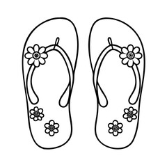 flip flops with floral print icon, flip flops with floral print line art - simple line art of flip flops with floral print, perfect for flip flops with floral print logos and icons
