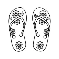 flip flops with floral print icon, flip flops with floral print line art - simple line art of flip flops with floral print, perfect for flip flops with floral print logos and icons