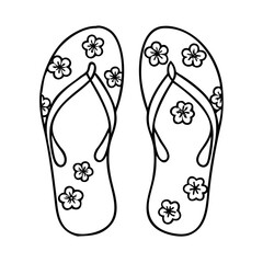 flip flops with floral print icon, flip flops with floral print line art - simple line art of flip flops with floral print, perfect for flip flops with floral print logos and icons