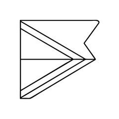 folded flag triangle icon, folded flag triangle line art - simple line art of folded flag triangle, perfect for folded flag triangle logos and icons