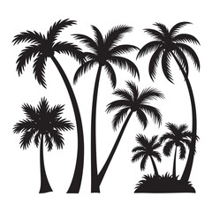 Palm tree, Palm Tree Silhouette Design Vector, 