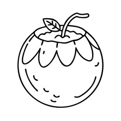 fresh coconut icon, fresh coconut line art - simple line art of fresh coconut, perfect for fresh coconut logos and icons
