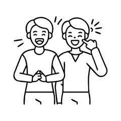 friends laughing together icon, friends laughing together line art - simple line art of friends laughing together, perfect for friends laughing together logos and icons