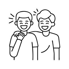 friends laughing together icon, friends laughing together line art - simple line art of friends laughing together, perfect for friends laughing together logos and icons