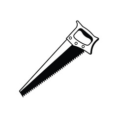 Silhouette of a hand saw vector on a white background