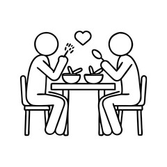 friends sharing a meal icon, friends sharing a meal line art - simple line art of friends sharing a meal, perfect for friends sharing a meal logos and icons