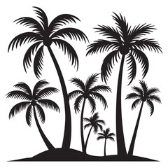 Palm tree, Palm Tree Silhouette Design Vector, 