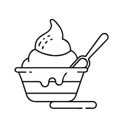 gelato with mini spoon icon, gelato with mini spoon line art - simple line art of gelato with mini spoon, perfect for gelato with mini spoon logos and icons