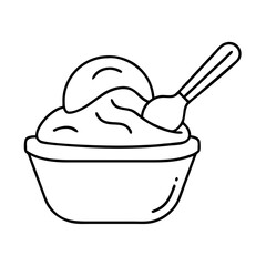 gelato with mini spoon icon, gelato with mini spoon line art - simple line art of gelato with mini spoon, perfect for gelato with mini spoon logos and icons