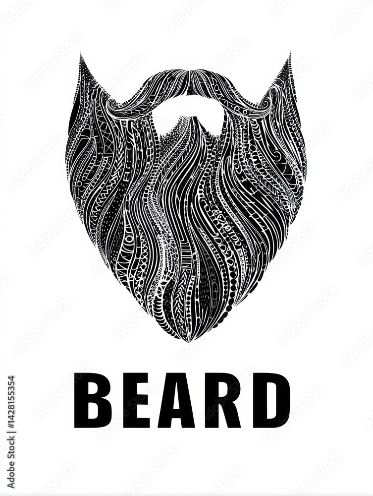 Aufkleber unique typography design of the word beard artistically shaped into a beard representation, showcasi
