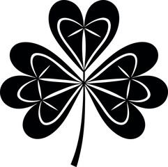 Clover Leaf Silhouette in Black | Lucky Plant Vector for St. Patrick’s, Nature & Craft Design