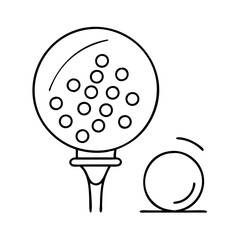 golf ball and tee icon, golf ball and tee line art - simple line art of golf ball and tee, perfect for golf ball and tee logos and icons