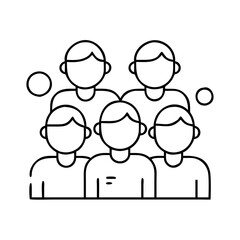 group of diverse friends icon, group of diverse friends line art - simple line art of group of diverse friends, perfect for group of diverse friends logos and icons