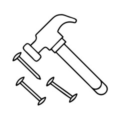 hammer and nails icon, hammer and nails line art - simple line art of hammer and nails, perfect for hammer and nails logos and icons