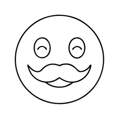 happy face with mustache icon, happy face with mustache line art - simple line art of happy face with mustache, perfect for happy face with mustache logos and icons