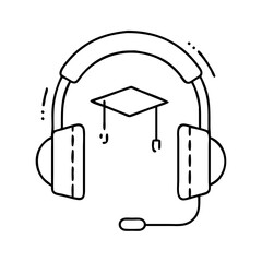 headphones for e learning icon, headphones for e learning line art - simple line art of headphones for e learning, perfect for headphones for e learning logos and icons