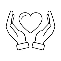 heart hands symbol icon, heart hands symbol line art - simple line art of heart hands symbol, perfect for heart hands symbol logos and icons