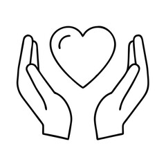 heart hands symbol icon, heart hands symbol line art - simple line art of heart hands symbol, perfect for heart hands symbol logos and icons