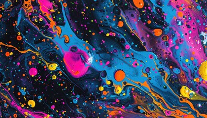The abstract splash painting colored by vivid shade of oil color stained on the canvas express contemporary style from paint. Modern wallpaper brush vibrant watercolor with seamlessly pattern. AIG61.