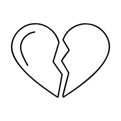 heart split in two halves icon, heart split in two halves line art - simple line art of heart split in two halves, perfect for heart split in two halves logos and icons