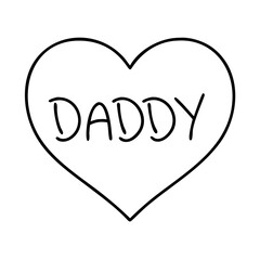 heart with daddy text icon, heart with daddy text line art - simple line art of heart with daddy text, perfect for heart with daddy text logos and icons