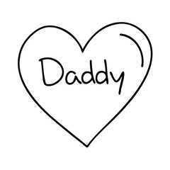 heart with daddy text icon, heart with daddy text line art - simple line art of heart with daddy text, perfect for heart with daddy text logos and icons
