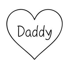heart with daddy text icon, heart with daddy text line art - simple line art of heart with daddy text, perfect for heart with daddy text logos and icons