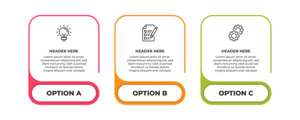 Three options idea checklist and gears.