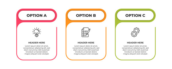 Three options idea checklist and gears.
