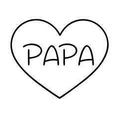 heart with papa text icon, heart with papa text line art - simple line art of heart with papa text, perfect for heart with papa text logos and icons