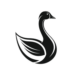 black and white silhouette stylized goose icon minimal for web and graphic