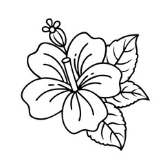 Fototapeta premium hibiscus flower icon, hibiscus flower line art - simple line art of hibiscus flower, perfect for hibiscus flower logos and icons