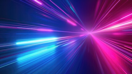 Fototapeta premium Abstract of neon light glowing with digital technology design. High tech vivid laser illuminated with contemporary concept in cyberspace style perfect for cyber theme background and wallpaper. AIG53.
