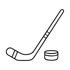 hockey stick and puck icon, hockey stick and puck line art - simple line art of hockey stick and puck, perfect for hockey stick and puck logos and icons