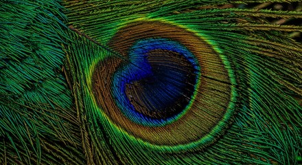 Obraz premium Close-up of peacock feather texture with eye pattern