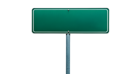 Empty blank green street road sign isolated on white background